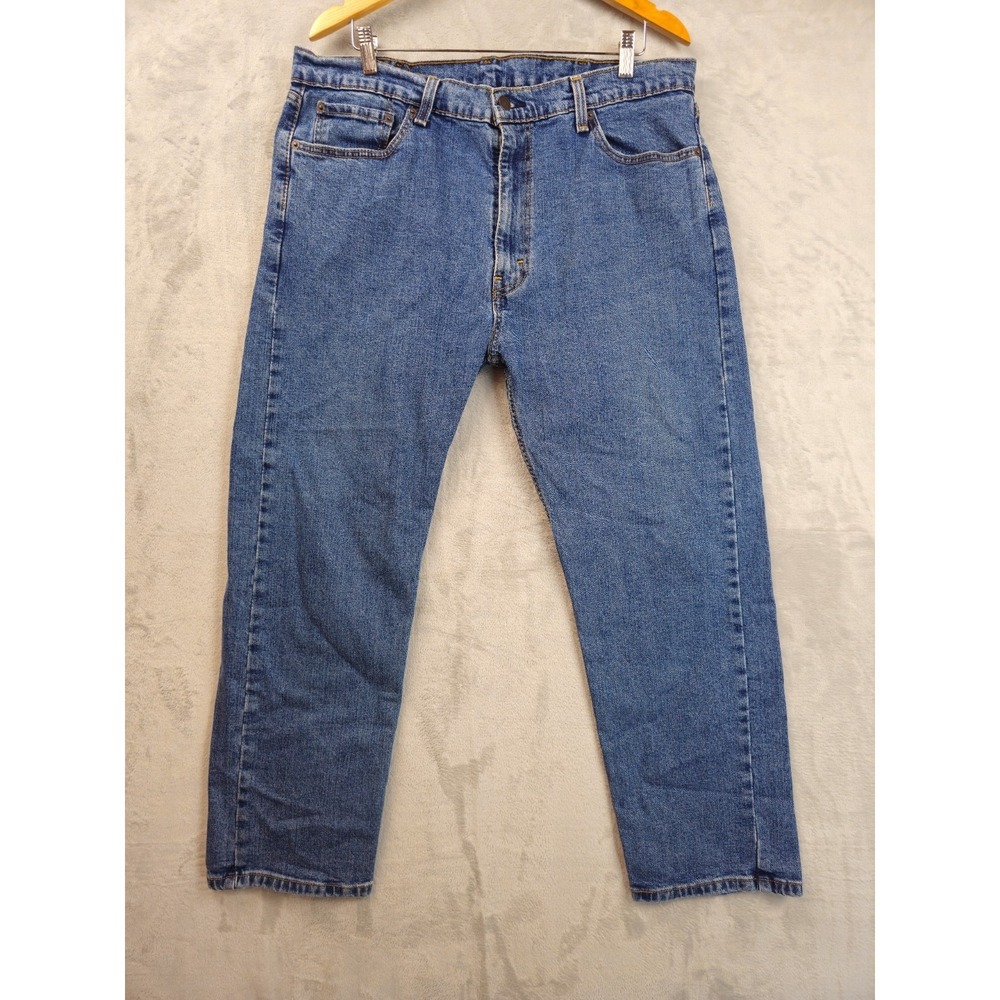Levis 505 Mens Denim Jean Size 40 (act 38X27.5) Blue Straight Leg Stretch